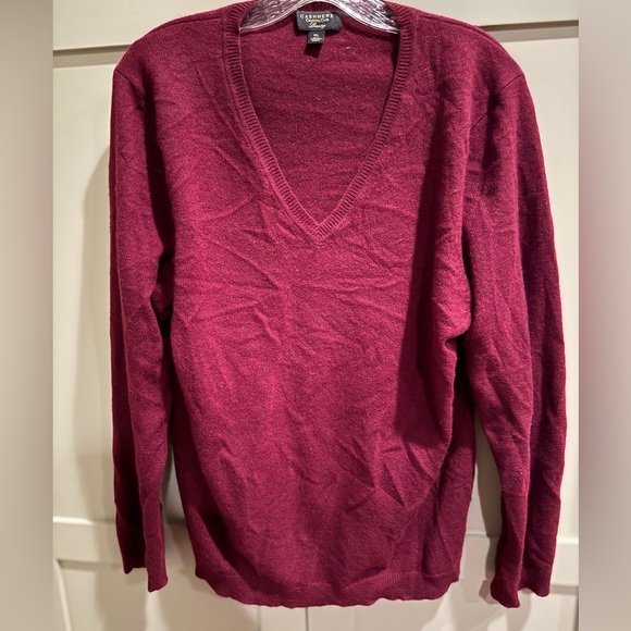EUC Charter Club by Macy's V-Neck Burgundy Cashmere Sweater SZ XL - Picture 1 of 11